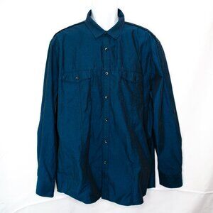 INC International Concepts Button Down Shirt Mens XXL 2XL Blue Roll Tabs QQ11X